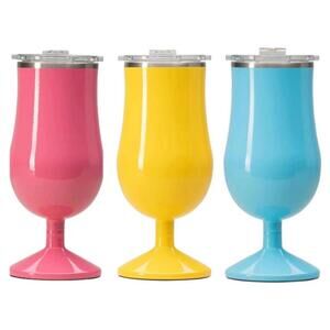 ORCA Poco Pink Yellow Blue 3 Pack 17 oz Insulated Stainless Steel Cups W/ Lid